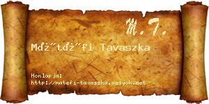 Mátéfi Tavaszka névjegykártya